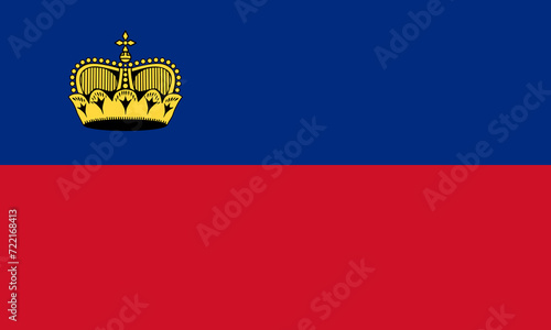 Blue and red flag with golden crown of principality Liechtenstein. Illustration made January 28th, 2024, Zurich, Switzerland. photo