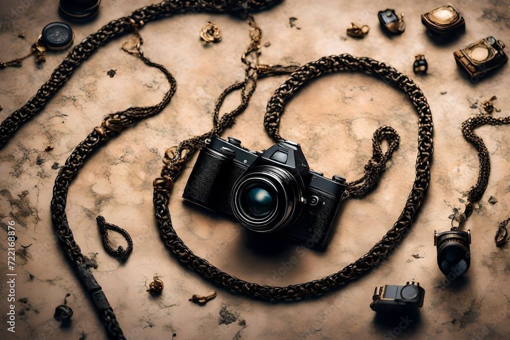 A top-down view capturing the elegance of a finely crafted necklace, the high-definition camera emphasizing the craftsmanship and reflective surfaces in stunning A top-down view capturing the elegance of a finely crafted necklace, the high-definition camera emphasizing the craftsmanship and reflective surfaces in stunning