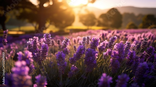 Lavender garden scene in the afternoon photo