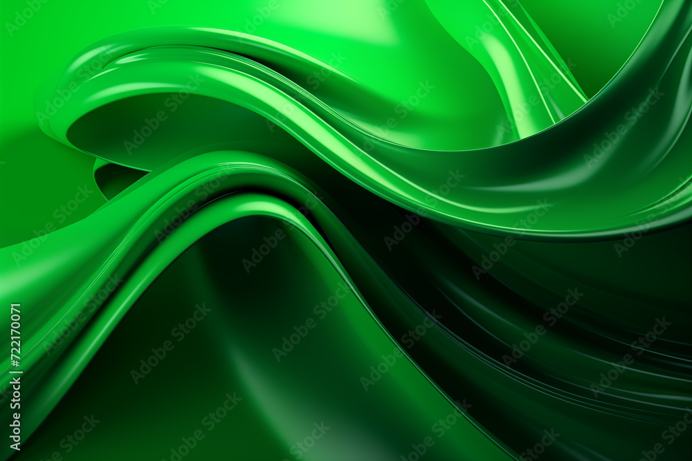 Obraz premium Green abstract background with shiny dynamic ripples.