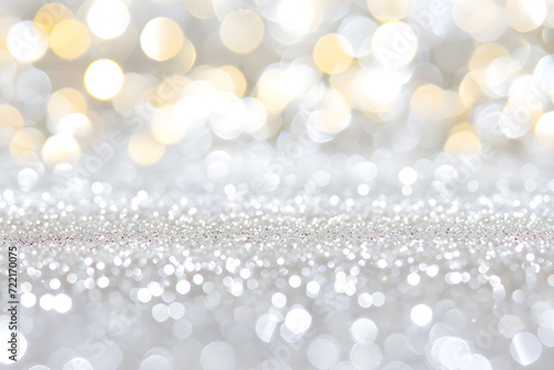 White and gold glitter shines beautifully on a white background.