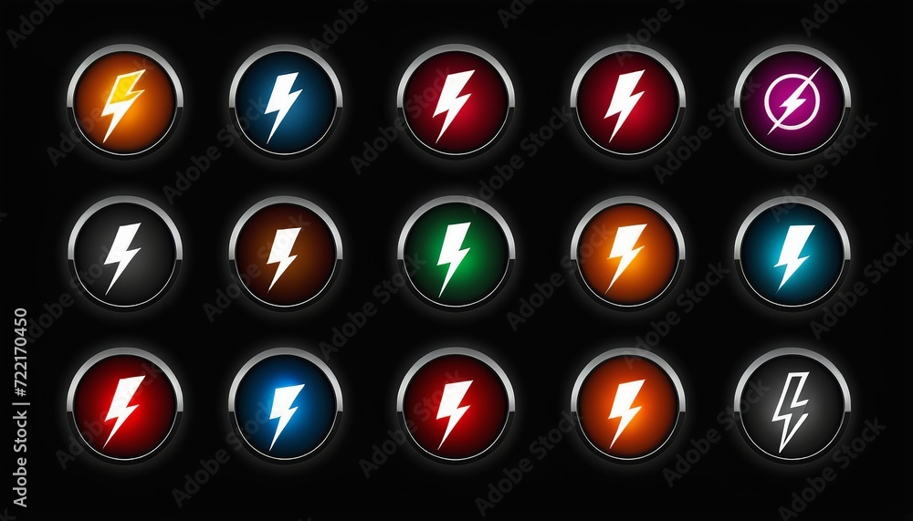 Lightning Power: Electric Sign and Symbol Icon Set Lightning Power: Electric Sign and Symbol Icon Set