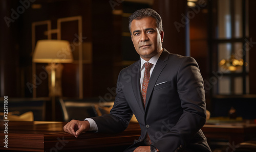 Confident Indian male executive, CEO, middle-aged