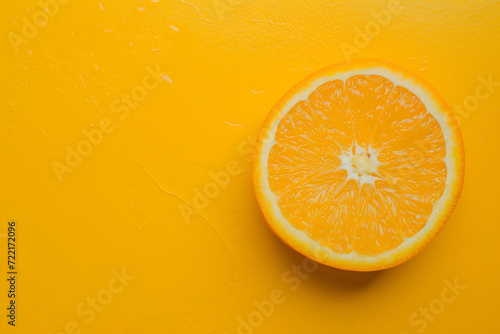 slice of orange in yellow surface aerial view