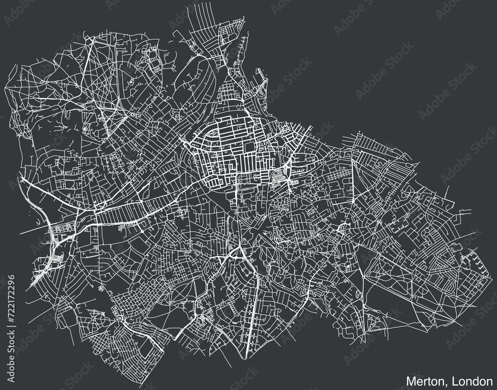 Street roads map of the BOROUGH OF MERTON, LONDON
