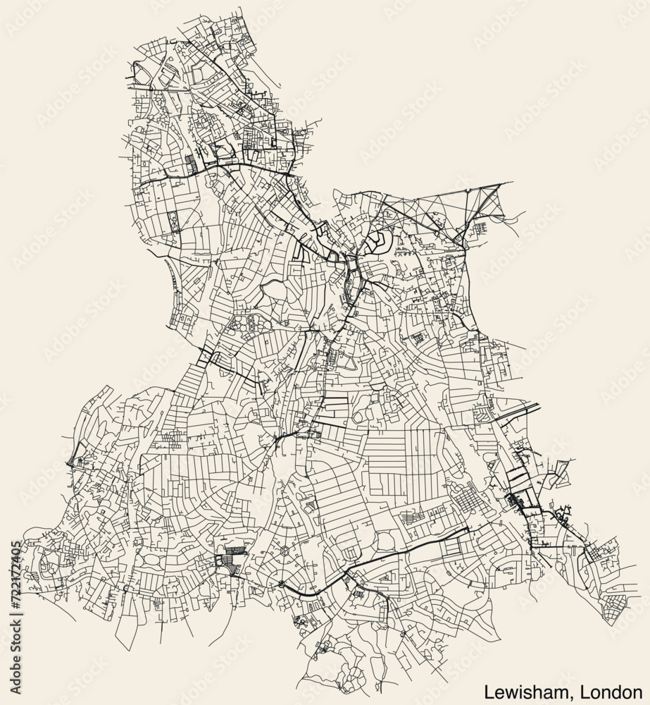 Fototapeta premium Street roads map of the BOROUGH OF LEWISHAM, LONDON