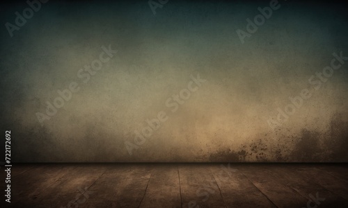 Wooden floor in a dark room with smoke. Abstract background.