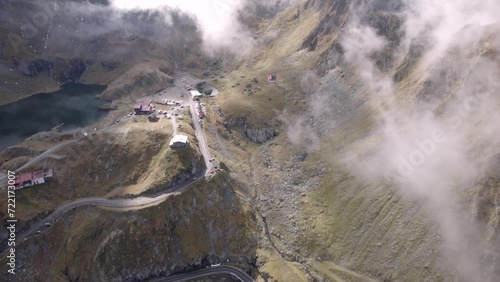 Curvy mountain road drone reveal