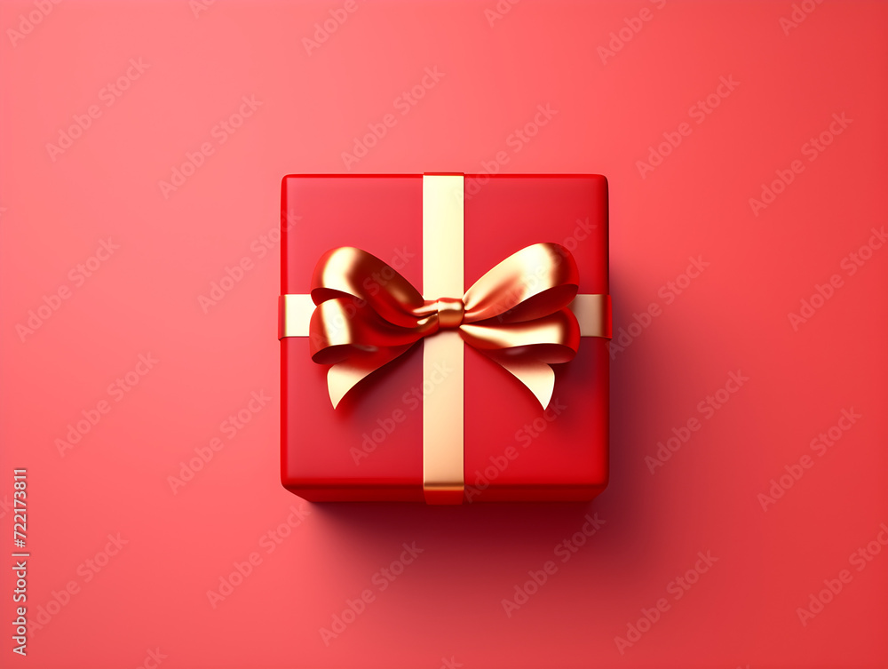 ed Gift Box, Red Background, 3D Rendering, Gift Giving, Promotion Concept ed Gift Box, Red Background, 3D Rendering, Gift Giving, Promotion Concept