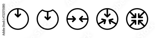 Reduce symbol icon set in black color. Reduce recycle compress symbol icon set. Transform, modify, convert, reuse icon set in black color isolated on white background. 