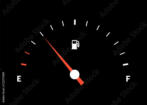 Fuel indicator meter or fuel gauge for petrol, gasoline, diesel level count. Control gas tank fullness. Fuel gauge scales icon. Car dial petrol gasoline dashboard. illustration