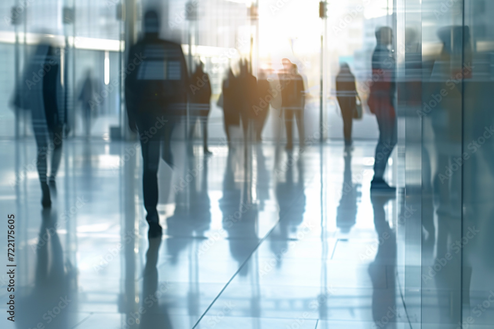abstract business people walking in the lobby of a modern office building abstract business people walking in the lobby of a modern office building