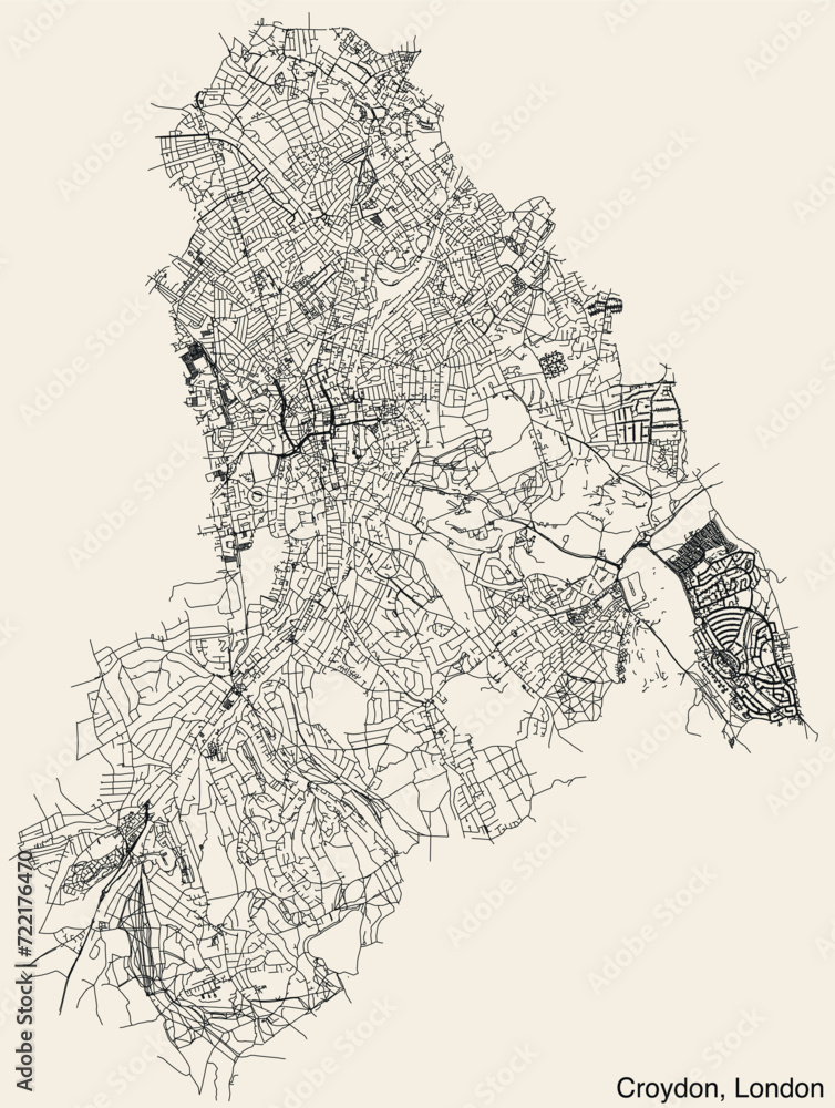Street roads map of the BOROUGH OF CROYDON, LONDON Street roads map of the BOROUGH OF CROYDON, LONDON