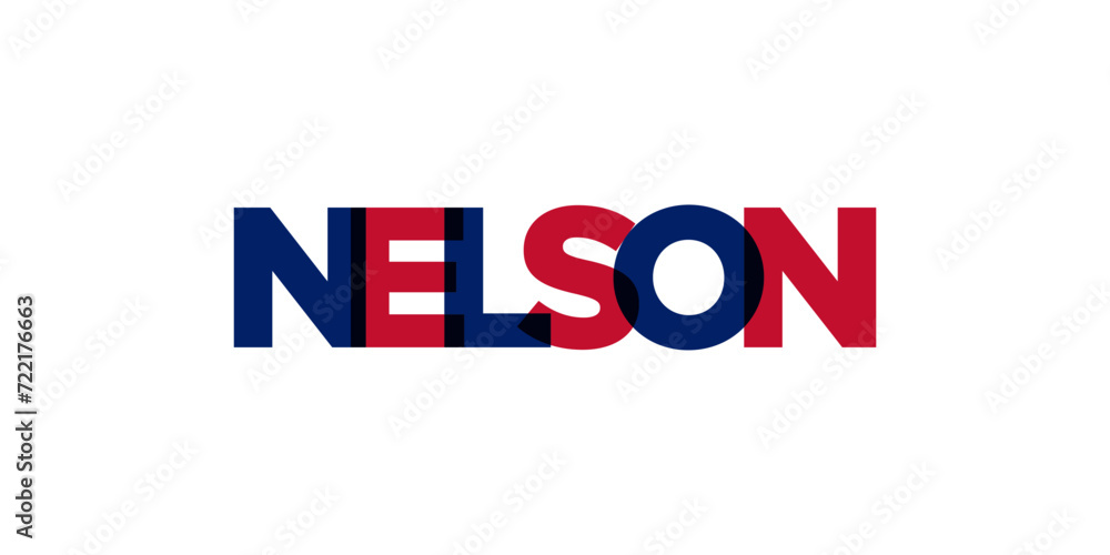 Nelson in the New Zealand emblem. The design features a geometric style, vector illustration with bold typography in a modern font. The graphic slogan lettering. Nelson in the New Zealand emblem. The design features a geometric style, vector illustration with bold typography in a modern font. The graphic slogan lettering.