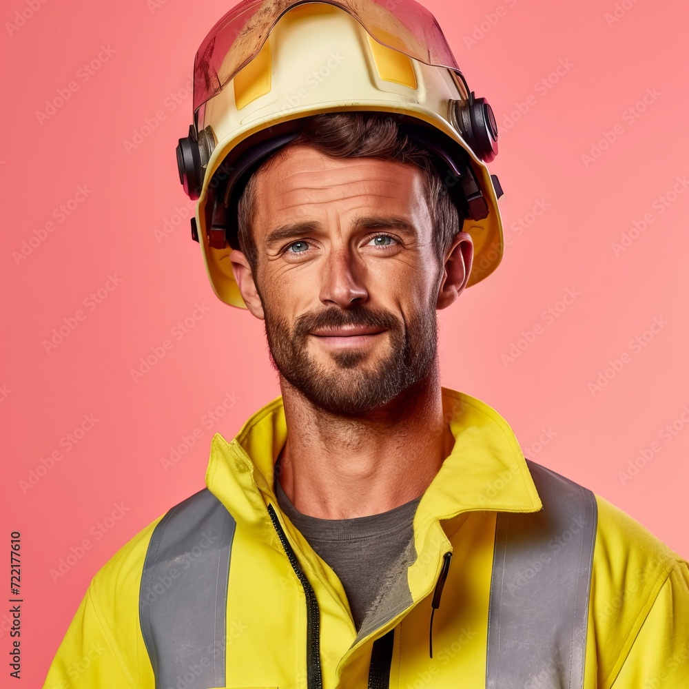 Portrait of a male firefighter in uniform and helmet. Patel background. Concept: profession of protection from natural disasters, rescuing people from fire, Ministry of Emergency Situations
Portrait of a male firefighter in uniform and helmet. Patel background. Concept: profession of protection from natural disasters, rescuing people from fire, Ministry of Emergency Situations