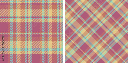 Background texture fabric of plaid pattern seamless with a tartan textile check vector. Set in retro colors for stylish duvet cover designs.
