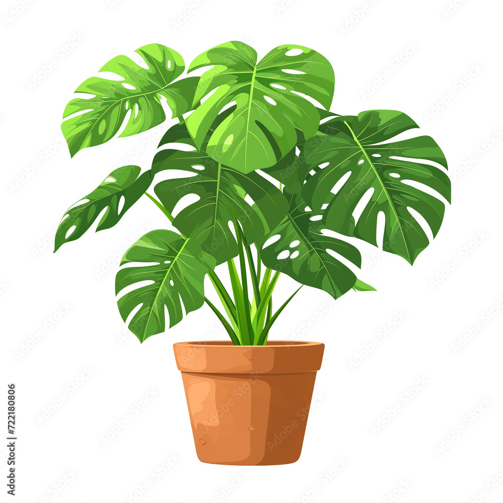 Monstera plant in pot isolated on transparent background Monstera plant in pot isolated on transparent background