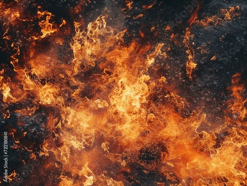 Raging fire, close-up of flames