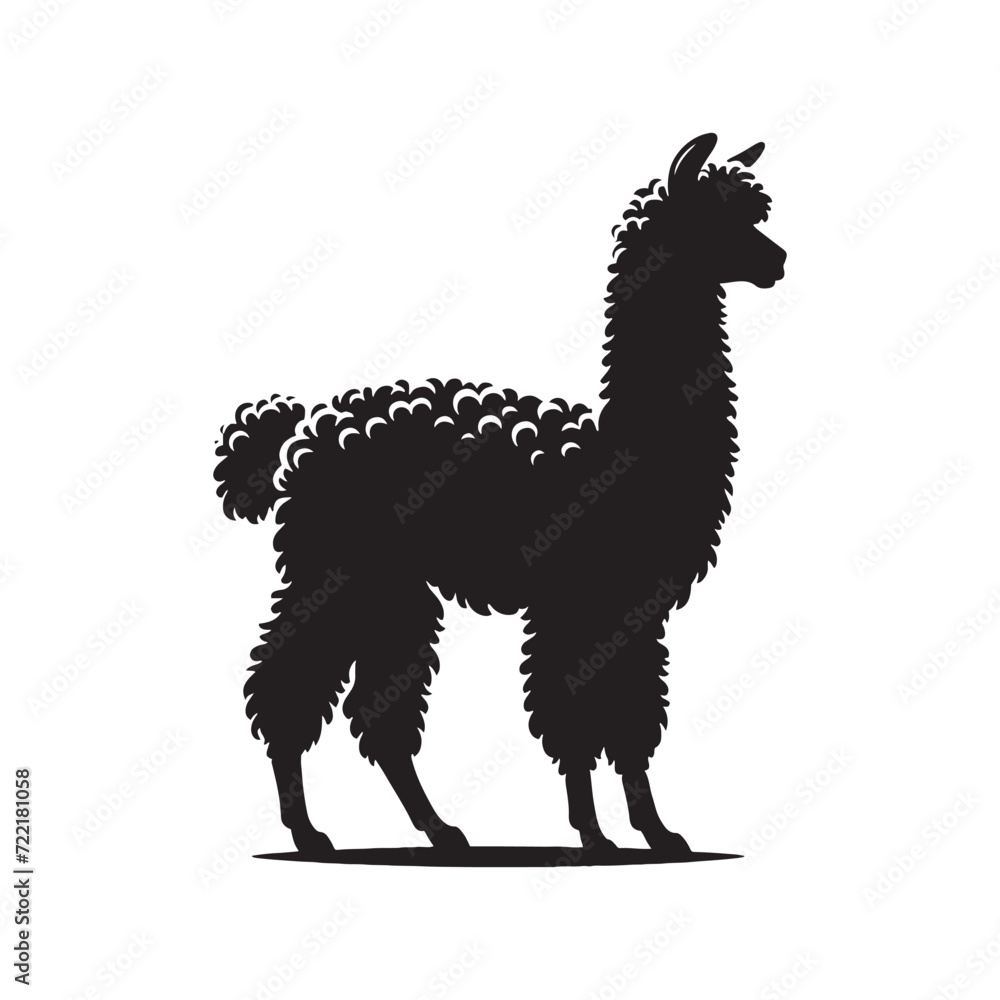 Fototapeta premium Alpaca Serenity: A Tranquil Array of Alpaca Silhouettes Emanating Calmness and Harmony - Alpaca Illustration - Alpaca Vector - Animal Silhouette 