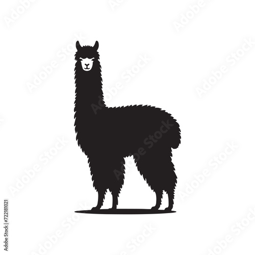Elegance in Shadows: Alpaca Silhouette Series Displaying the Refined and Graceful Profiles of Alpacas - Alpaca Illustration - Alpaca Vector - Animal Silhouette
