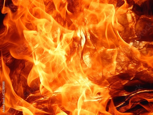 Raging fire, close-up of flames