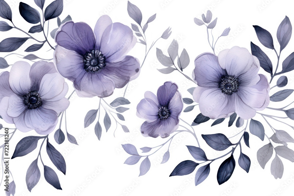 Pewter several pattern flower, sketch, illust, abstract watercolor, flat design, white background