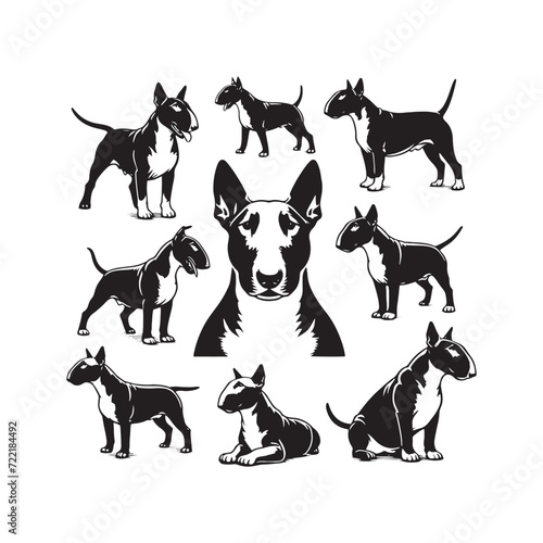 Regal Silhouettes  Bull Terrier Silhouette Displaying the Regal Demeanor and Stately Presence of These Magnificent Dogs - Bull Terrier Illustration - Bull Terrier Vector - Dog Silhouette 