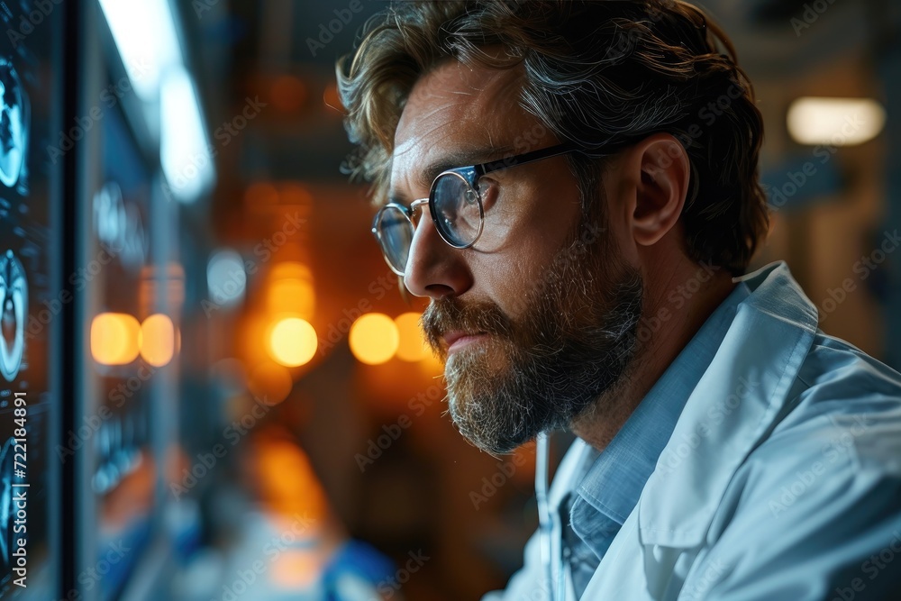 A distinguished man in a white coat, his face framed by glasses and a well-groomed beard, exudes confidence as he navigates the bustling streets, his vision cared for by his eyewear A distinguished man in a white coat, his face framed by glasses and a well-groomed beard, exudes confidence as he navigates the bustling streets, his vision cared for by his eyewear