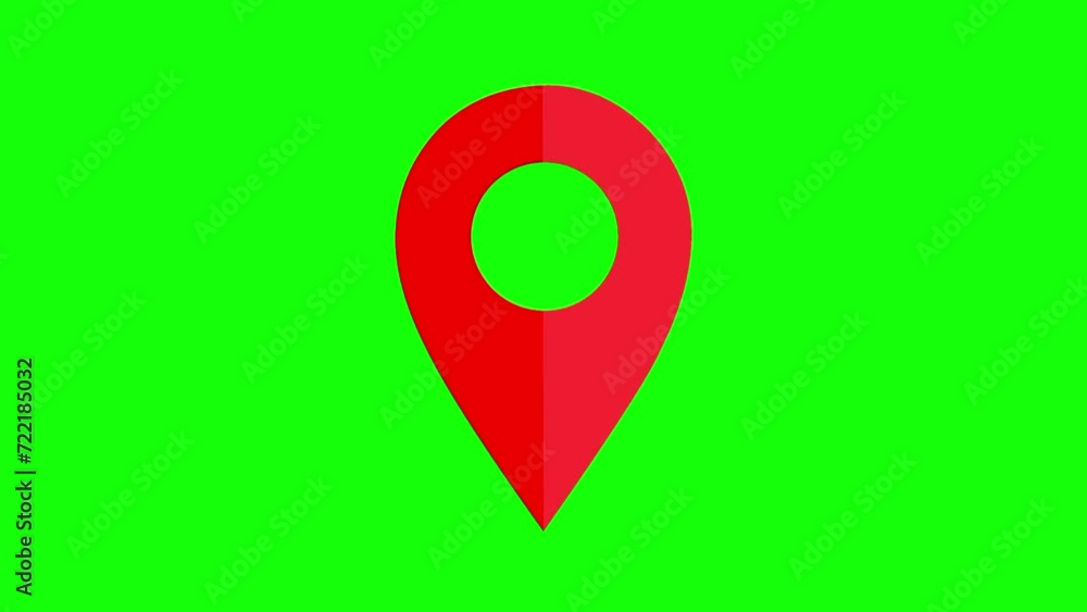 Animation of red location pin moving against green screen background. Mark to determine the location on the map. Animation of red location pin moving against green screen background. Mark to determine the location on the map.