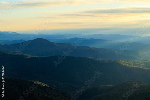 Sunrise at the top of Hawksbill Mountain overlooking Linville Gorge Wilderness © Myles