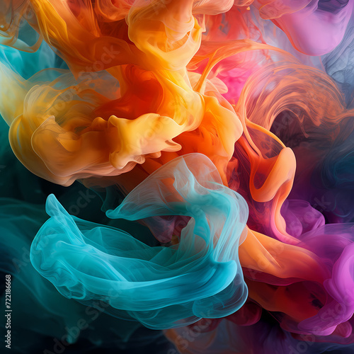 Abstract swirls of smoke in various colors.