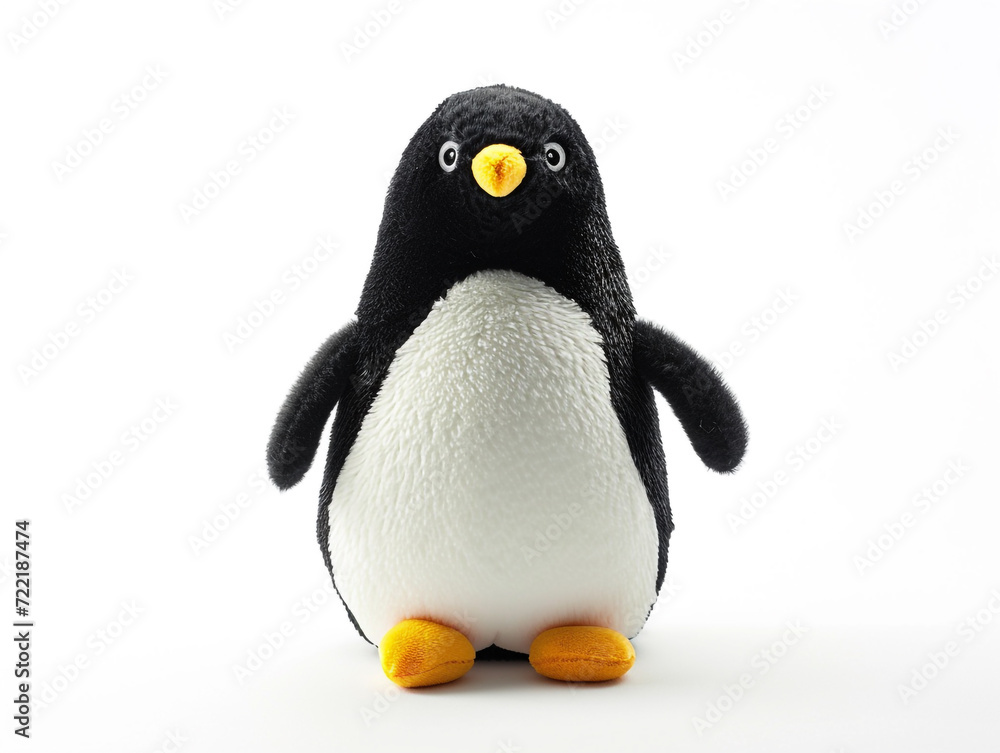 Fototapeta premium Penguin like kids soft toys isolated on white background in minimalist style. 