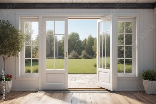 French doors to patio in cottage home