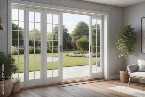 French doors to patio in cottage home