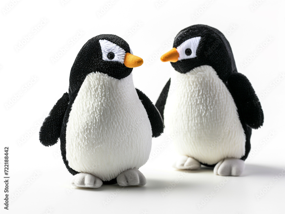 Naklejka premium Penguin like kids soft toys isolated on white background in minimalist style.