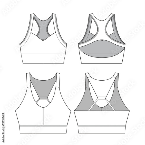 Vector template for women's Sports Bras