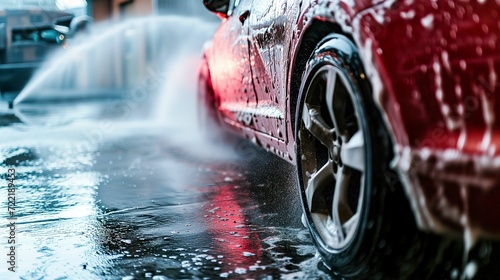 Auto Spa Experience, Efficient Car Wash with Foam and Water © Jiraphiphat