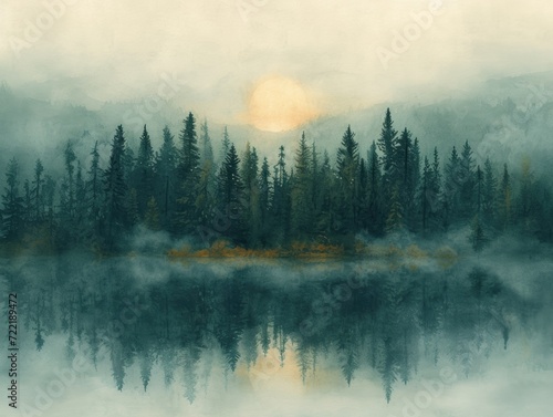 Misty Forest Watercolor