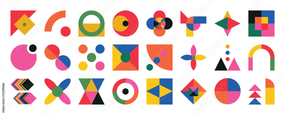 Set of abstract retro geometric shapes vector. 