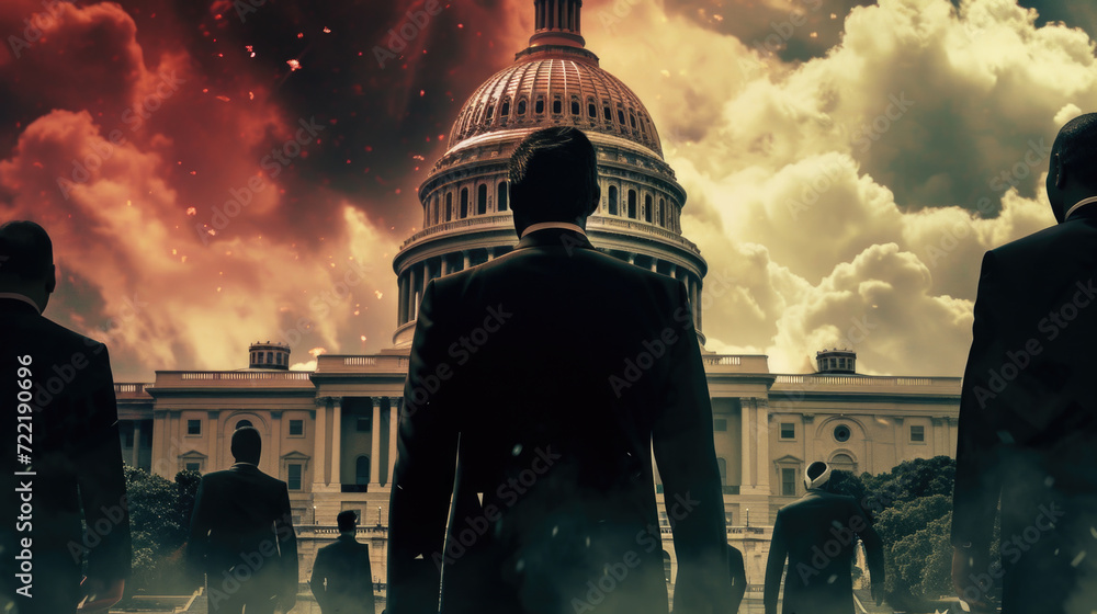 Politicians' Silhouette at United States Congress, Generative AI