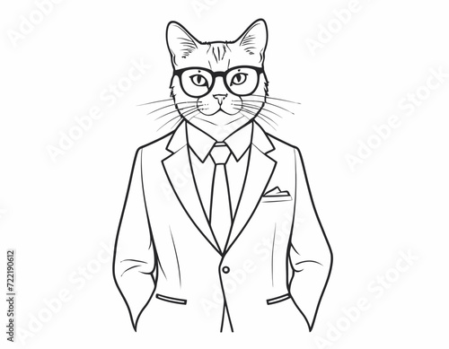 Cat in suit and glasses