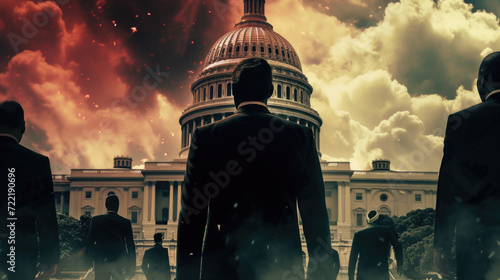 Politicians' Silhouette at United States Congress, Generative AI photo