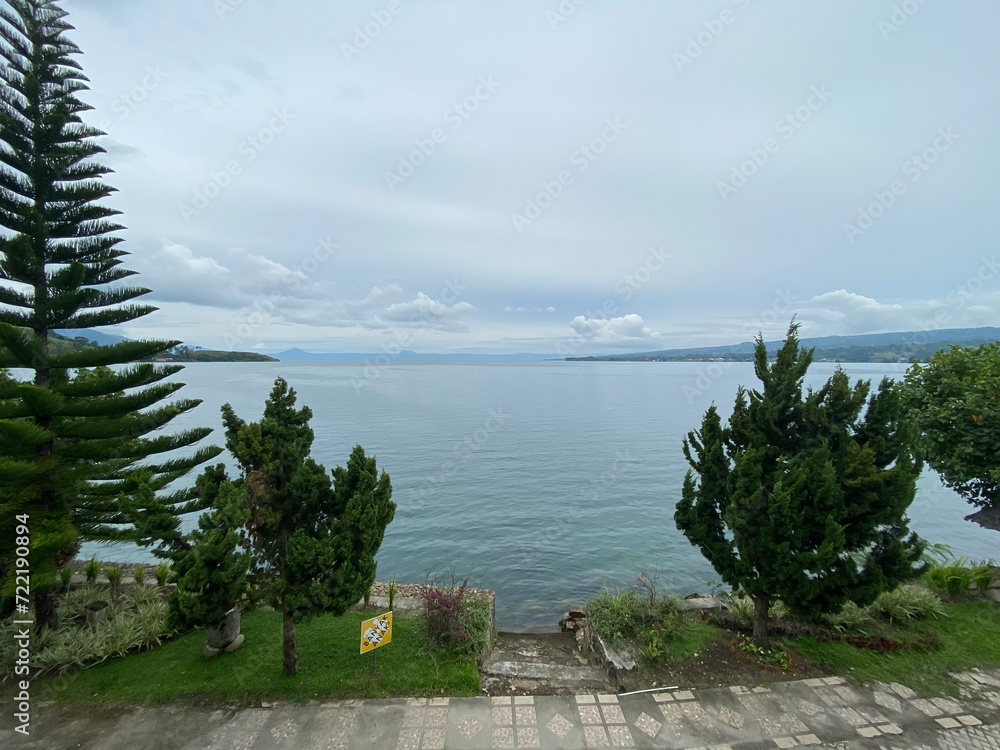 Lake Toba of North Sumatra Against Cloudy Sky.
