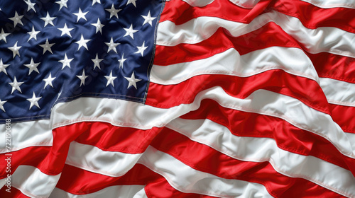 Obraz na płótnie American Flag Close-Up, USA Freedom Generative AI w salonie