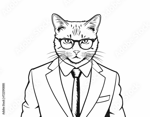 Cat in suit and glasses