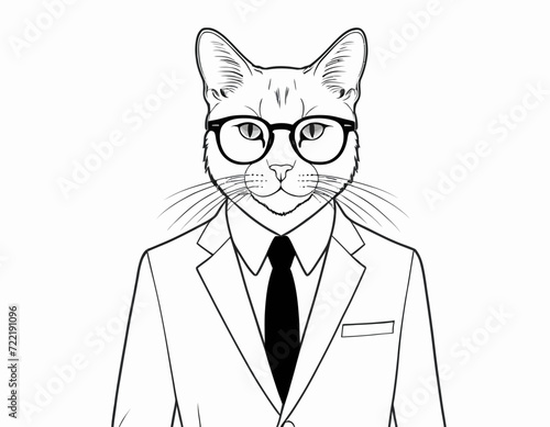 Cat in suit and glasses