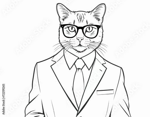 Cat in suit and glasses