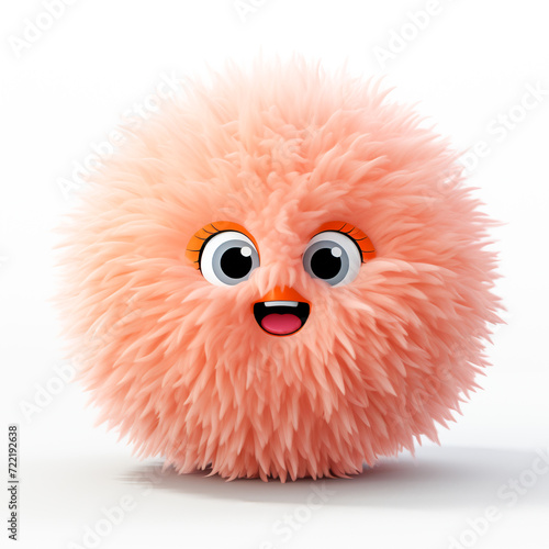 Hairy Peach Cartoon Face in a Cute Pose