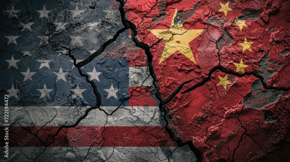 China USA Divided Conflict Symbol, Generative AI