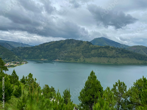 Cloudy Sky Against The Lake. Lake Toba taken from Sibea-bea hills  North Sumatra.